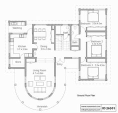 the ground plan for a house with three floors