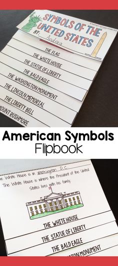 an american symbols flipbook with the title