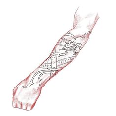 a drawing of a person's arm with an intricate tattoo design on the wrist