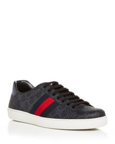 Gucci Men's Monogram Low Top Sneakers Classic Black Sneakers With Logo Print, Luxury Black Sneakers With Embossed Logo, Luxury Black Sneakers With Embroidered Logo, Black Sneakers With Embroidered Logo, Classic Gucci Sneakers, Designer Black Sneakers With Logo Print, Luxury Black Sneakers With Logo Print, Designer Low-top Sneakers For Business, Luxury Gucci Sneakers With Embroidered Logo