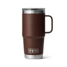 the yeti travel mug is shown in brown