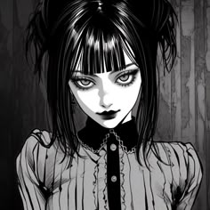 Goth Girl Icon, Japanese Manga, Dope Cartoon Art, Goth Girl, Dark Art Drawings, Japanese Tattoo Art, Gothic Anime, Scary Art, Aesthetic Collage