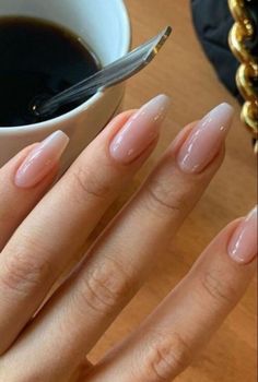 Acrylic nails have been around for decades, but they’ve had a resurgence in recent years thanks to a combination of celebs, Instagram, and our collective nail art obsession. Great for those looking to... Ballerina Nails Short, Ballerina Nails Shape, Short Classy Nails, Ballet Nails, Basic Nails, Ballerina Nails, Clear Nails, Prom Nails