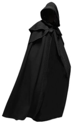 Person Wearing Cloak Reference, Black Cloak Aesthetic, Medieval Knight Outfit, Robes Reference, Witchy Coat, D&d Outfits, Assassins Aesthetic, Mage Cloak, Medieval Witch Costume