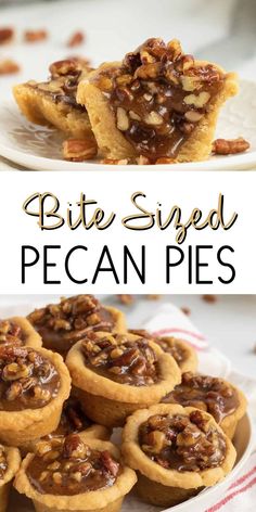 some pecan pies are on a plate