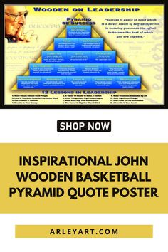 a poster with the words inspirational john wooden basketball pyramid