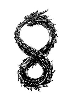 a black and white drawing of a snake in the shape of an eight sticker