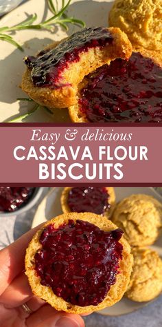 easy and delicious cassavaa flour biscuits with blueberry sauce