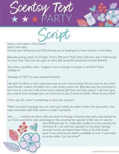 a flyer for a party with flowers and stars on the front, in blue and purple