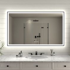 Apex - Noir 60x36 Framed LED Lighted Bathroom Mirror Black Bathroom Lighted Mirror, Led Bathroom Mirror Black, Backlit Mirror Black Frame, Led Mirror Bathroom Rectangle, Medicine Cabinet 20-in X 26-in Surface/recessed Matte Black Mirrored Square Medicine Cabinet, Lighted Medicine Cabinet, Black Wall Mirror, Lighted Vanity Mirror, Smart Toilet