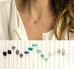 Raw Crystal Necklace, Diy Schmuck, Bijoux Diy, Raw Crystal, Simple Necklace, Rough Cut, Diy Necklace, Semi Precious Gemstones, Gemstone Necklace