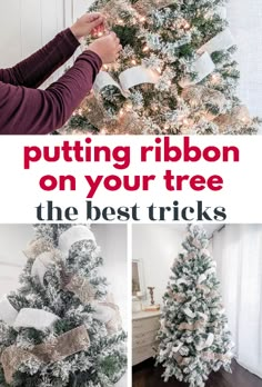 Adding ribbon to your Christmas tree is the best way to make it look truly beautiful but it can be so tricky to get it right. After lots of trial and error, I’m sharing the best way to put ribbon on a Christmas tree – it’s easy, anyone can do it, and it looks beautiful every time. Handmade Ornaments Christmas, Christmas Tree With Ribbon, Tree With Ribbon, Glamorous Christmas Tree, Cheap Christmas Trees