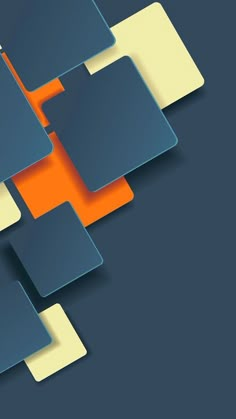 an abstract background with squares and rectangles in shades of blue, orange and yellow