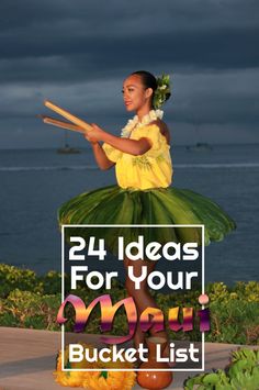 a woman in a green and yellow dress holding a baseball bat with the words, 24 ideas for your mama bucket list