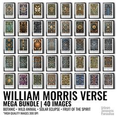 the poster for william morri's verse mega bundle, which includes 40 images