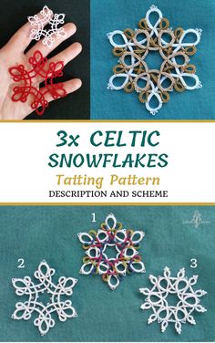 three different snowflakes are shown with the words 3x celttykie snezywki