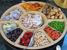 a platter filled with different types of food