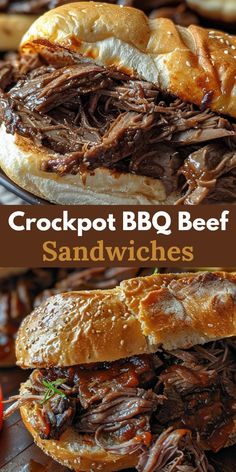 the crockpot bbq beef sandwiches are ready to be eaten and served for lunch