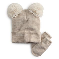 She'll love this adorable hat and mitten set from Addie & Tate.She'll love this adorable hat and mitten set from Addie & Tate. Click on the BABY PRODUCTS & CLOTHES GUIDE to find everything you need to keep your baby healthy and happy!FEATURES 2-piece set includes: Hat and mittens Ribbed cuffs on hat 2 pompoms on hatFABRIC & CARE Age appropriate: 6 months-2 years Hat: Acrylic Mittens: Acrylic, polyester, spandex Hand wash Imported Size: INFANT. Color: Neutral. Gender: female. Age Group: toddler. Cute Cream Soft Knit Hat, Cute Adjustable Crochet Hat For Winter, Cute Adjustable Crochet Winter Hat, Cute Cream Knitted Hats, Cute Crochet Hat For Winter, Cute Crochet Yarn Hat For Winter, Cute Crochet Hat Made Of Yarn For Winter, Clothes Guide, Healthy And Happy