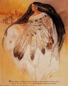 a drawing of a woman with long hair and feathers