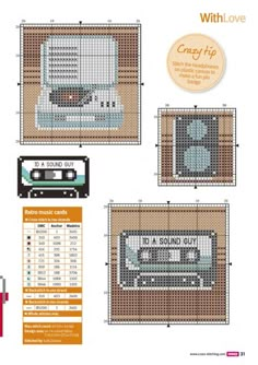 the cross stitch pattern is shown with instructions to make it look like an old radio