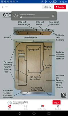 an appliance with instructions on the front and back of it, showing how to use