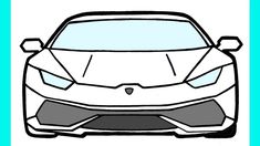 the front view of a white car on an orange and white background with text that reads, how to draw a sports car