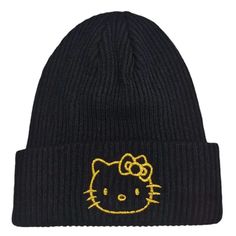 New Hello Kitty Beanie Hat, Color Black . Gorra Negra Hello Kitty Beanie, Kitty Beanie, Baseball Valentine, Von Dutch Hat, Pink Bucket Hat, Fuzzy Bucket Hat, Hello Kitty Black, White Baseball Cap, Kitty Cafe