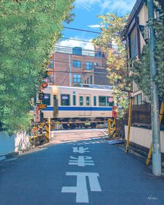 Anime photography of Tokyo, Japan by Noealz. Tutorials and free materials on my website at Noealz.com Anime style train crossing in the outskirts of the city. #Tokyo #japan #anime #photography #asia #travel #art #animeworld Train Crossing, City Tokyo, Tokyo Anime, Asia Travel, Tokyo Japan, Travel Art, Anime Style