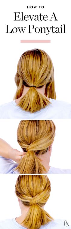 Here's how to elevate a low ponytail for an ultra chic (and simple) hairstyle. #hairideas #hairstyles #ponytail #ponytailideas #hairstyleideas #hairtutorial Classy Ponytail, Ponytail Short Hair, Hair Styles Ponytail, Styles Ponytail, Tutorial Hairstyles, Quick Updos, Simple Hairstyle, Hairstyles Ponytail, Shag Hairstyles