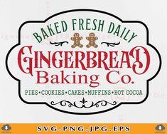 the gingerbread baking co logo is shown in red and green on a white background