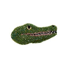 Comprised of light-catching beading, this gator brooch is a stylish way to dress up your look and cheer on your team! A signature silhouette for MG, we love to collect our animal brooches. Beaded Frog, Embroidered Frog, Embroidered Earrings, Embroidered Brooch, Mignonne Gavigan, Scarf Necklace, Animal Brooch, Handbag Charms, Beading Projects