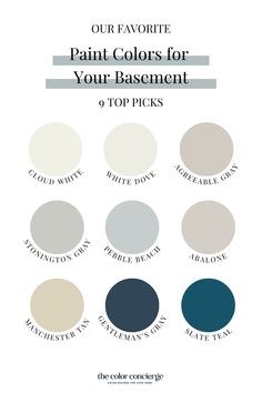 the color guide for our favorite paint colors for your basement or kitchen, including white and blue