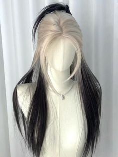 Dive into a world of striking contrasts with our Black and White Ombre Long Straight Synthetic Wig. This captivating piece features a bold transition from a pristine white to a deep, rich black, creating a mesmerizing ombre effect that is sure to turn heads. The wig cascades gracefully to an under-bust length, providing a luxurious and elegant appearance. Crafted from high-quality synthetic fibers, this wig offers a silky smooth texture and a natural-looking shine, perfect for adding a touch of Black Wig Aesthetic, Straight Hair Ideas, Black And White Ombre, Wolf Hair, Wig Styling, Cosplay Hair, White Ombre