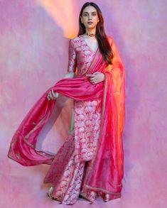 Banarsi Brocade Suits, Raw Mango Sharara, Pink Brocade Suit, Banarsi Sharara Suit, Banarsi Indo Western Dress, Raw Mango Suit, Pink Banarasi Suit, Brocade Silk Suits, Silk Indian Outfits