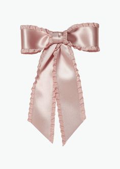 Buy from $148.00: A true embodiment of our love for all-things-ruffled, the Harper Bow Barrette lends a touch of easy femininity to any look. This silk satin bow is adorned with ruffled edges, adding an unexpected textural element. Each bow is expertly sewn by hand in our Brooklyn studio, and features an automatic barrette closure, making it easy to style a multitude of ways. Pink Shuffle, Luxury Hair Accessories, Bow Barrette, Jennifer Behr, Anne With An E, French Barrette, Luxury Hair, Satin Bow, Pink Satin