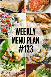 the weekly menu plan for week 13 is shown in four different pictures, including salads and