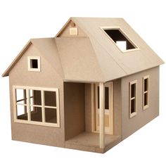 a small model house with windows and doors