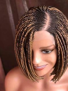 You don't have to go to the salon to sit for hours before having this look. With us, it is very possible. Beautifully made african hairstyle This bob braided wig is a must have. Honestly it is a show stopper. Made with human hair closure and synthetic extension. Neatly done handmade braided wig. Available in all colours. It sits pretty on head as evident in the picture Color: Brown Head Size: Wig Style: Braided Hair Length: Short Hair Material: Synthetic Hair It takes 10 business days or more du Brown Short Bob, Short Bob Braids, Bob Braids, Wig For Black Women, Hair Twist, Twist Styles, Small Braids, Hair Twist Styles, Braided Wig