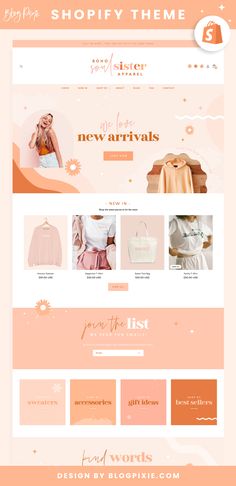 Shopify theme design in bright retro colors Shopify Clothing Website Design, Online Clothing Store Website Design, Shopify Homepage Design, Shopify Design Inspiration, Crochet Website Design, Retro Website Design Inspiration, Website Banner Design Inspiration, Website Banner Ideas, Clothing Website Design