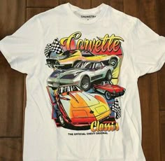 Corvette Classic Vintage Style shirt S-3XL T-shirt USA muscle car GM Original | eBay Cool T Shirts Vintage, Cute Tee Shirts Vintage, Vintage Printed Shirts, Car Shirt Outfit, White Vintage Shirt, Thrifted T Shirts, Usa T Shirt, T Shirt Design Vintage, White Graphic Shirt