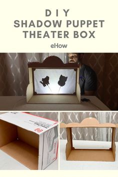 the diy shadow puppet theater box is open