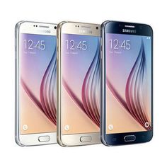 three samsung galaxy s6 phones side by side with the same screen size and color