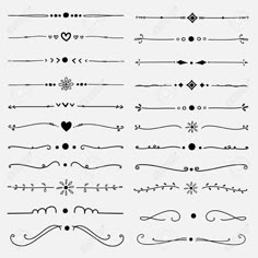 a set of hand drawn decorative lines and dividers in black on a white background