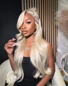 Blonde Lace Front Wigs Hairstyles, Bubble Gum Pink Lace Front Wig, Blonde Wig Black Women Half Up Half Down, Fancy Wig Hairstyles, Platinum Blonde Streaks On Black Hair, 30in 613 Wig, 613 Wig On Dark Skin, Long 613 Wig, Lace Wigs Hairstyles