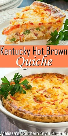 two pictures showing different types of quiche with text overlay that reads kentucky hot brown quiche