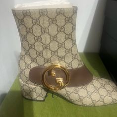 Gucci Nwot Boots Gucci Blonde Ankle Boots Luxury Brown Ankle-high Boots, Gucci High Heel Boots For Fall, Luxury Brown Ankle Heeled Boots, Gucci Luxury Boots For Fall, Gucci Brown Boots For Fall, Designer Brown Heeled Boots With Reinforced Heel, Gucci Luxury Round Toe Boots, Gucci Brown Ankle Boots, Gucci Luxury Boots With Round Toe