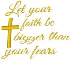 a golden cross with the words let your faith be bigger than your tears on it