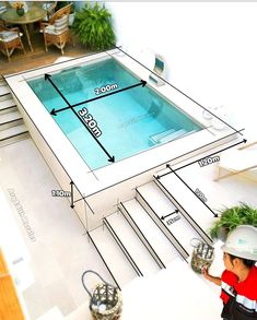 an above ground swimming pool is shown with the measurements for it and how to use it