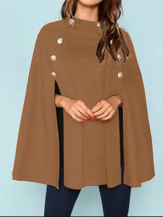 Mujeres Estilo Británico Color Sólido Botón Suelto Elegante Capa Abrigos    Paquete incluido:  1 * abrigos  Más detalles:          (n / A) Cloak Coat, Faux Fur Hooded Coat, Poncho Coat, Leopard Print Coat, Red Coffee, Hooded Faux, Long Winter Coats, Coffee Black, Oversize Women